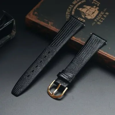 Image de Bracelet Montre Vintage Cuir Lézard 12-21mm