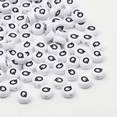 Perles Acryliques Lettres A-Z Blanc 7x4mm - Lot de 50/100 pcs