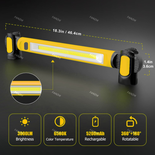 Bild von Superhelles magnetisches Arbeitslicht mit integriertem 5200 mAh Akku – Unterhauben-Arbeitslampenbalken für Autoreparatur und Außenbeleuchtung