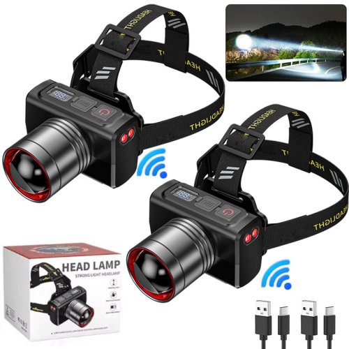 Image of Ultra-Bright Rechargeable LED Headlamp with Adjustable Zoom, Waterproof Design, and Powerful Beam – Ideal for Camping, Hiking, and Outdoor Adventures