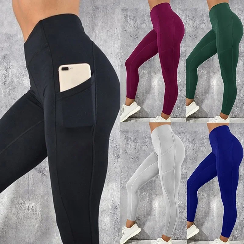 Image de Leggings de Fitness Taille Haute pour Femmes avec Poche
