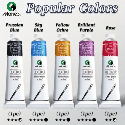 Image de Kit de Peintures à l'Huile Professionnel - 5 Couleurs Vives