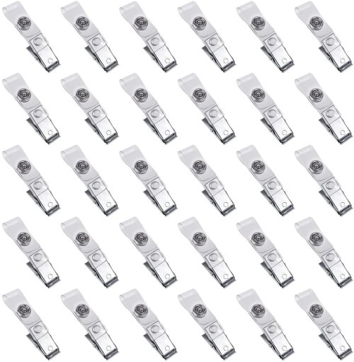 Afbeelding van Metalen Badge Clips met Transparante PVC Bandjes voor ID Kaarten en Badge Houders - 1,2 cm x 8,5 cm
