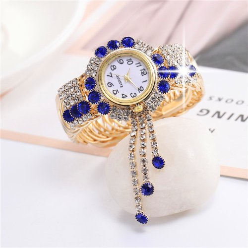 Immagine di Elegante Orologio da Donna con Diamanti Lucidi - Orologio di Lusso in Cristallo, Bracciale Casual per Donne, Design Moderno e Raffinato