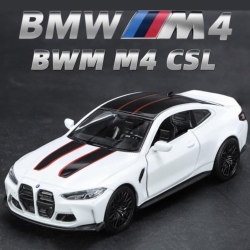 Afbeelding van 1:36 BMW M4 CSL Legering Speelgoedauto Model met Hoge Simulatie, Metalen Constructie, Echte Openbare Deuren en Pull-Back Functie – Ideaal voor Jongens als Verjaardagscadeau of Collectie