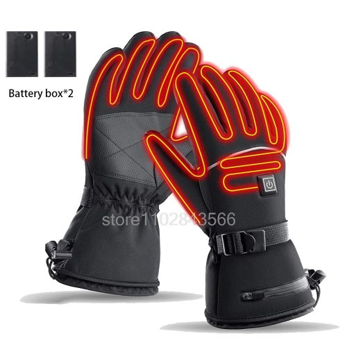 Bild von Warme, wasserdichte Heizhandschuhe mit integrierter Batteriebox – Thermische Handschuhe für Ski, Snowboard, Motorrad, Fahrrad und Radfahren im Winter
