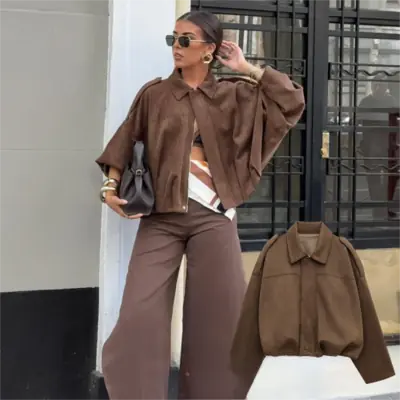 Image de Veste Bomber Femme Vert Martini - Style Décontracté & Surdimensionné