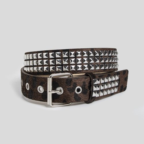 Imagen de Remaches de piel rosa Punk para mujer, cinturón Hip Hop Y2k, accesorios para vaqueros para niñas, faja gótica Retro marrón, hebilla, pretina de Pu