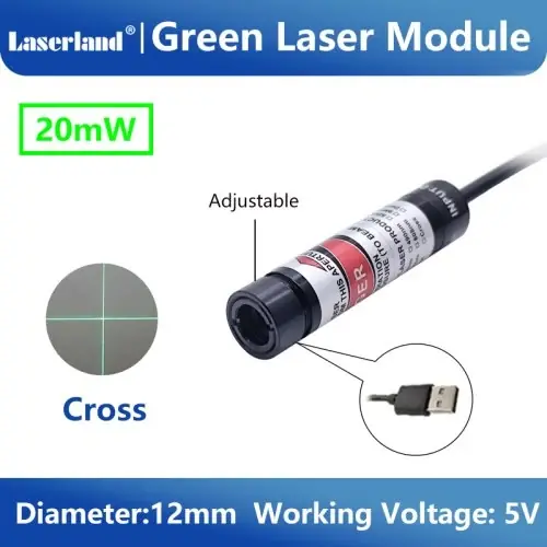 Groen kruis 20 mW 12 mm