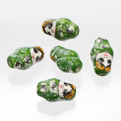 Image de Perles Céramique Matryoshka 22x13mm - Lot de 5 pour Création de Bijoux
