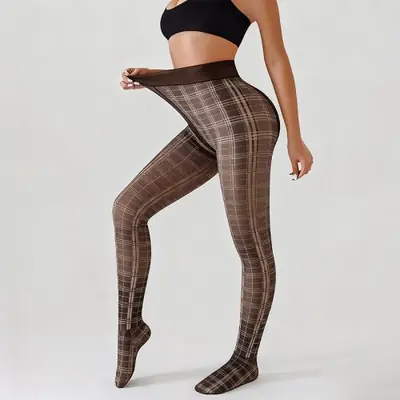 Image de Leggings Thermiques Femme - Faux Léopard Translucide & Polaire Chaude