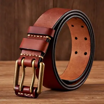 Image de Ceinture Vintage en Cuir Véritable pour Hommes