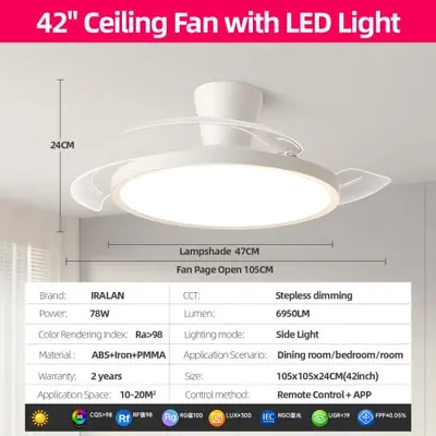 Ventilateur de Plafond Invisible avec LED - Design Moderne