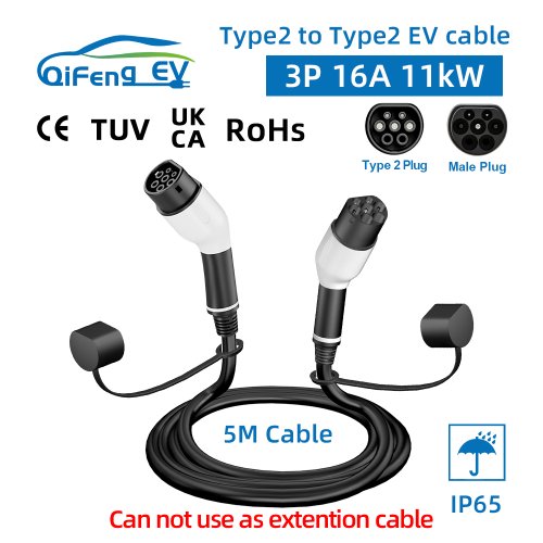 Zdjęcie Kabel do samochodu elektrycznego QiFeng EV 16A 3.5KW/32A 7KW 5M Typ 2 kabel ev IEC 62196 AC Publiczna stacja ładowania EV Przewód do ładowania