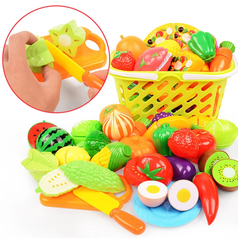 Imagen de Juego de Cocina Educativo para Niños y Niñas con Frutas y Verduras Cortables, Set de Juguetes de Rol para Aprender en la Cocina - Ideal como Regalo para Niños de 3 a 8 Años