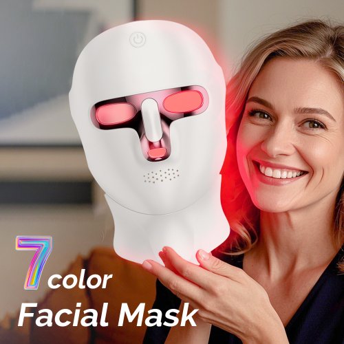 Imagen de Máscara LED Recargable con 7 Colores para Rostro y Cuello - Tratamiento Fotónico Antiarrugas y Rejuvenecimiento Facial Natural