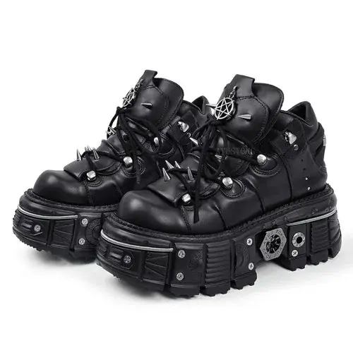 Image de Bottines Gothiques Rock à Plateforme Métallique