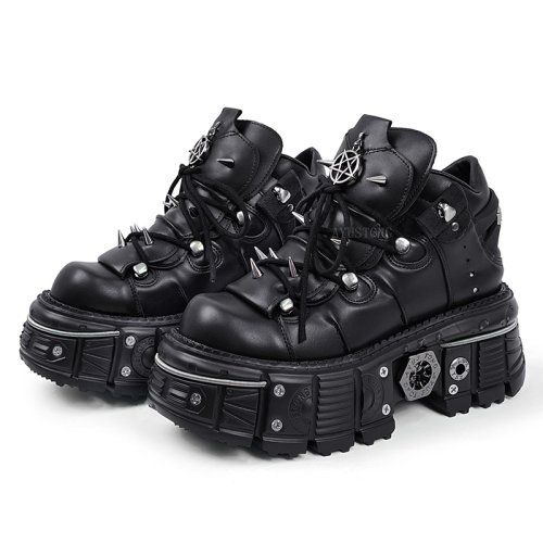 Image de Bottines Gothiques Rock à Plateforme Métallique