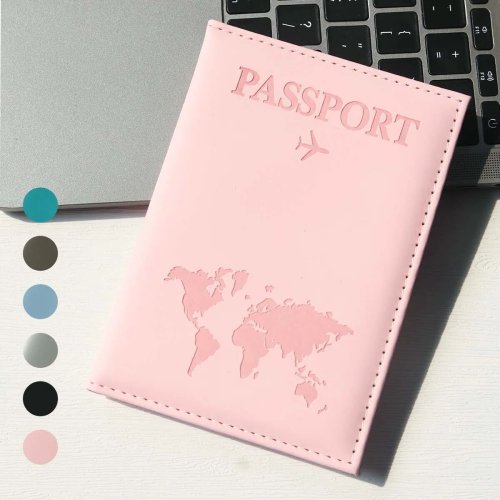 Image of Slim PU Passport Holder with World Map Design – Lightweight, Portable Travel Essential for Cruises and International Trips