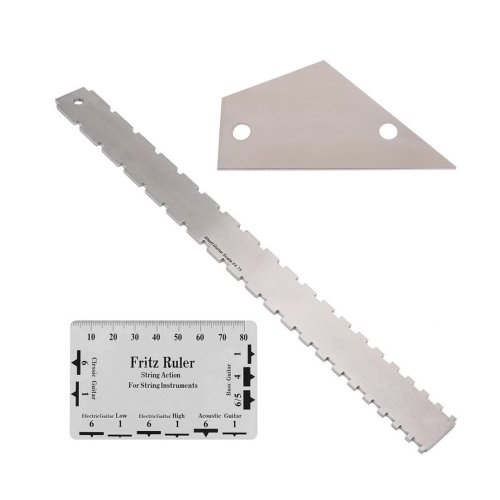 Image of 3-Piece Guitar Neck Notched Straight Edge Ruler Set – Precision Luthier Tool for String Action Gauge, Fret Leveling, and Neck Relief Measurement