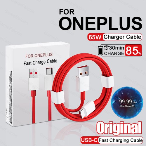 Afbeelding van Originele 65W 6A Super Snelle Oplaadkabel voor OnePlus 9RT, 9R, 8, 7 Pro, 7T en andere modellen – USB-C naar Type-C Kabel met Warp Lading Technologie