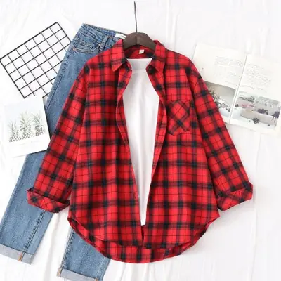 Image de Chemise à Carreaux Femme - Style Collège Décontracté 2025