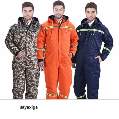 Image of Premium Winter Work Overalls with Hooded Design – Warm Cotton-Padded, Dust-Proof, Anti-Fouling, High-Visibility Outdoor Protective Coverall for Cold Weather Jobs