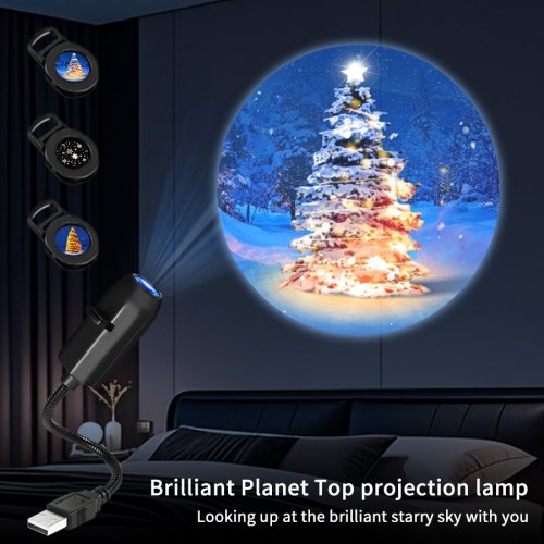 Afbeelding van Creatieve USB-gevoerde Planeetprojectorlamp met Sfeerverlichting voor Halloween, Kerst en Slaapkamer – LED Nachtlampje met Magische Achtergrondverlichting