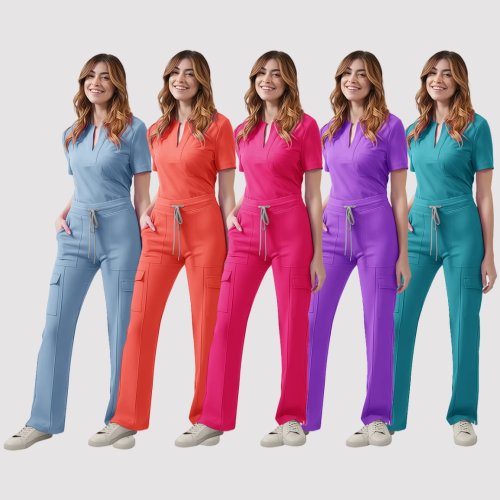 Afbeelding van Stijlvolle Scrub Set voor Vrouwen – Korte Mouwen & Broek