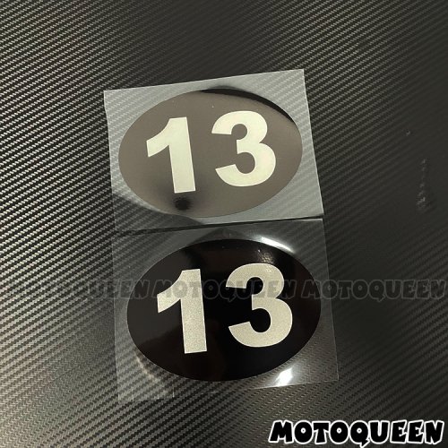 Immagine di Racing Cafe Racer Numero 13 Decalcomania per moto vintage Serbatoio ovale Scatola di copertura laterale Adesivi per casco Vento per moto Auto Car