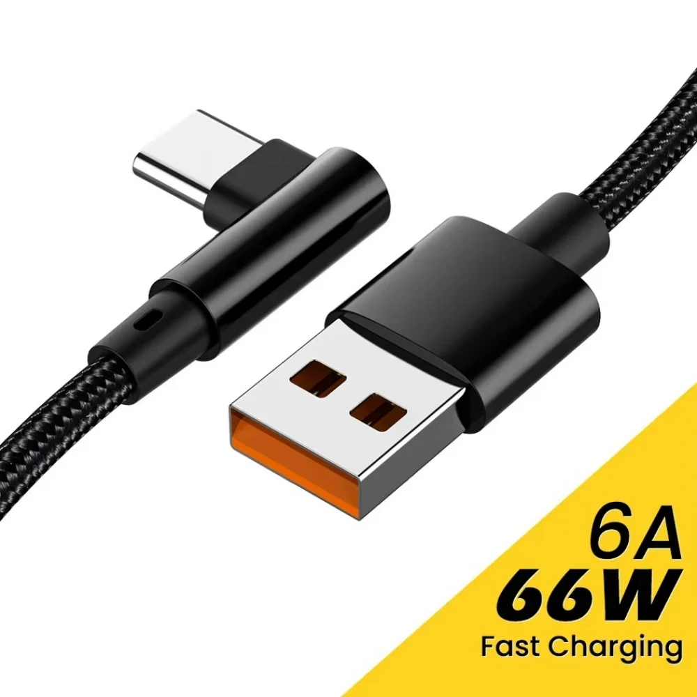 Image de Câble USB-C 6A 66W - Charge Rapide à 90°