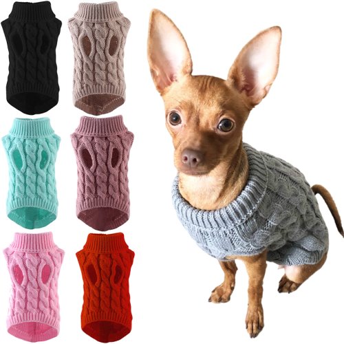 Image of Cozy Winter Pet Sweaters for Small & Medium Dogs and Cats – Soft Turtleneck Dog Coats, Chihuahua Vests, Yorkie Jackets & Teddy Style Pet Clothes