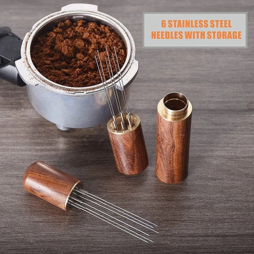 Imagen de Juego Completo de Accesorios para Barista: Distribuidor de Agujas, Compactador de Café, Mezcladores de Espresso, Niveladores y Herramientas WDT en Acero Inoxidable