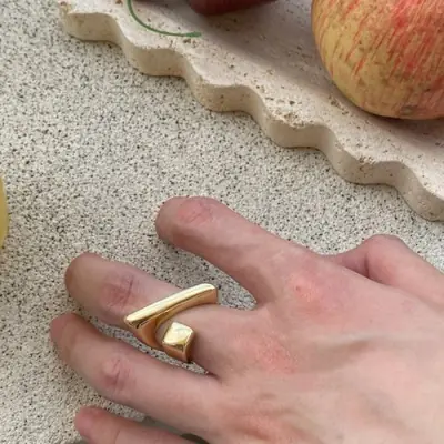 Image de Bague Punk Asymétrique en Argent 925 doré