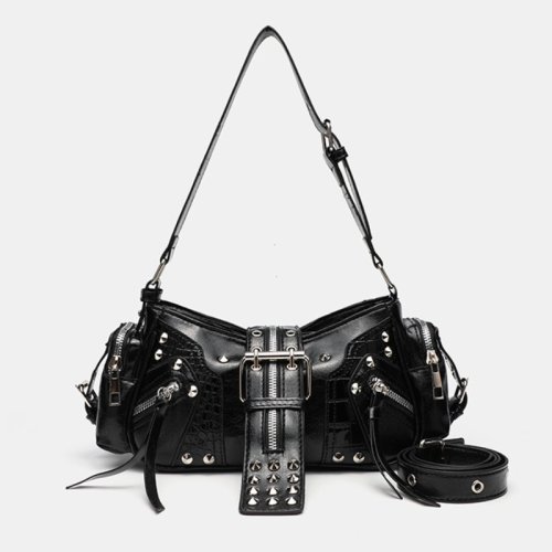 Image de Sac à Main Punk Vintage Y2K Noir avec Rivets