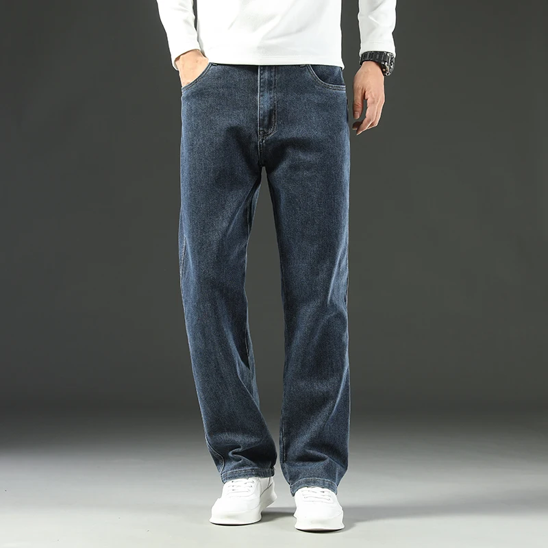 Imagen de 2025 nuevos pantalones vaqueros de primavera y otoño para hombres, sueltos, cómodos, rectos, informales de negocios, pantalones de negocios de pierna ancha versátiles