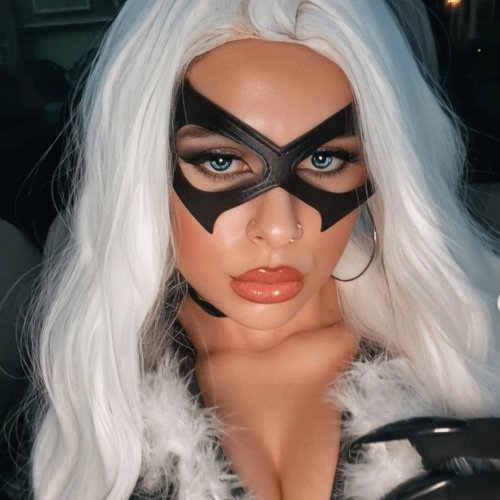 Afbeelding van Elegant Zwarte Lederen Halfgezicht Kat Oog Masker voor Vrouwen – Perfect voor Halloween, Cosplay en Maskerade Feesten