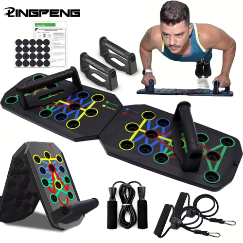 Bild von Tragbares multifunktionales Push-up-Board-Set mit Griffen, faltbare Fitnessgeräte für Brust, Bauch, Arme und Rückentraining