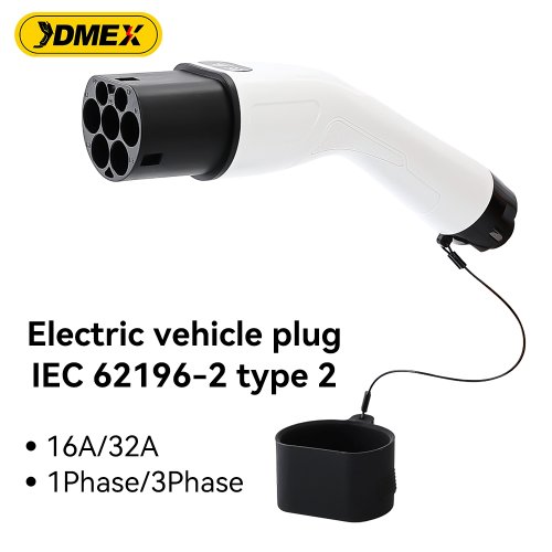 Afbeelding van JDMEX Type 2 Stekker 16A/32A - 3kW, 6kW, 7kW, 11kW, 22kW - IEC 62196-2 Mannelijke Converter voor Elektrische Auto's - Laadstation Socket Adapter