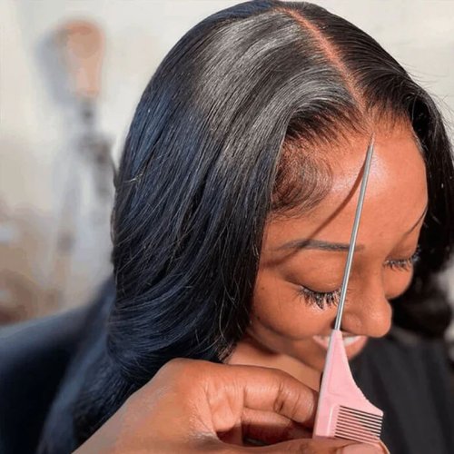 Immagine di 34 pollici 150 densità onda del corpo trasparente 13x4 anteriore del merletto parrucca dei capelli umani parrucche senza colla capelli umani pre-tagliati capelli remy brasiliani