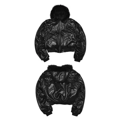 Image de Veste en Cuir Homme à Capuche Fausse Fourrure - Style Luxe