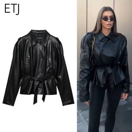Image de Manteau Trench Faux Cuir Femme Automne 2025