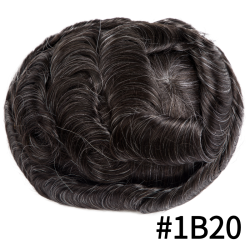Immagine di Parrucca da uomo Parrucchino per capelli umani Mono Parrucca maschile 130% Densità Durevole Protesi per capelli maschili Parrucchino da uomo 6 "Sistema di sostituzione dei capelli per uomo