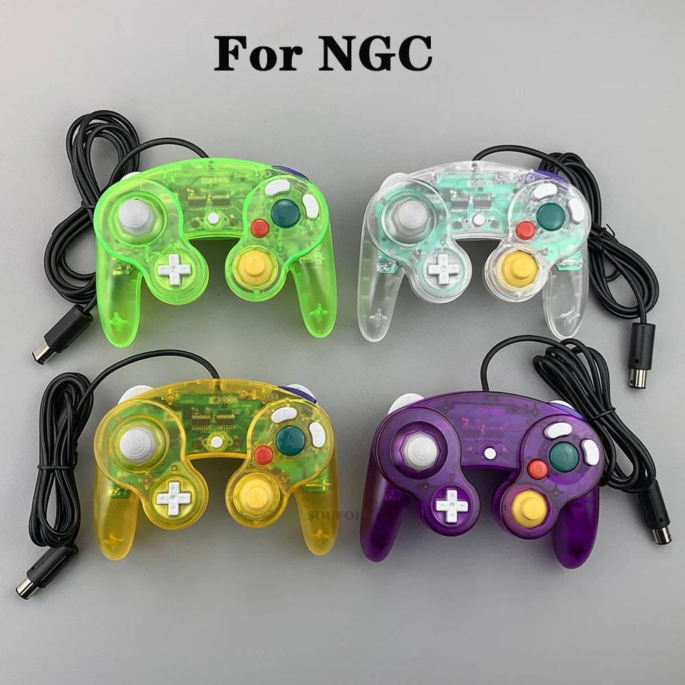Immagine di Controller di Gioco Trasparente Cablato per Nintendo GameCube - Ricambio Joystick Gamepad con Design Moderno e Compatibilità Assicurata
