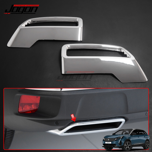 Immagine di Coperture Cromate per Scarico Posteriore Auto - Adatte a Peugeot 3008 e 5008 (T87) Anni 2017-2019 - Kit da 2 Pezzi per Decorazione Esterna