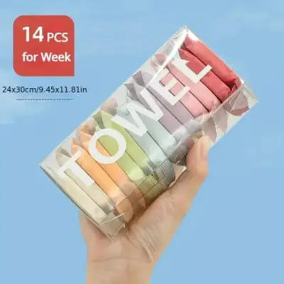 Image de Serviettes de Toilette Jetables - 14 Pièces Compactes & Épaisses