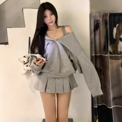 Image de Hoodie Femme Y2K Harajuku Oversize Col V