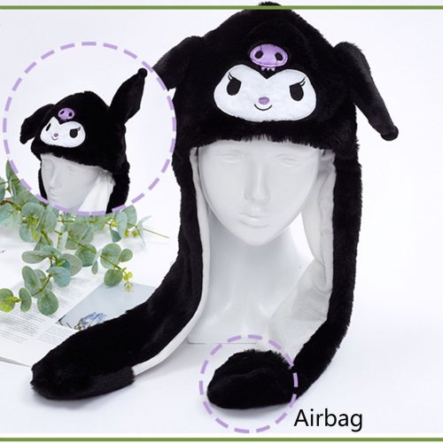 Afbeelding van Leuke Miniso Sanrio Hoed met Bewegende Oren - Trendy Cartoon Beanie met Airbag Cap en Zoete Bunny Design, Zachte Warme Sjaalhoed voor Kinderen en Volwassenen
