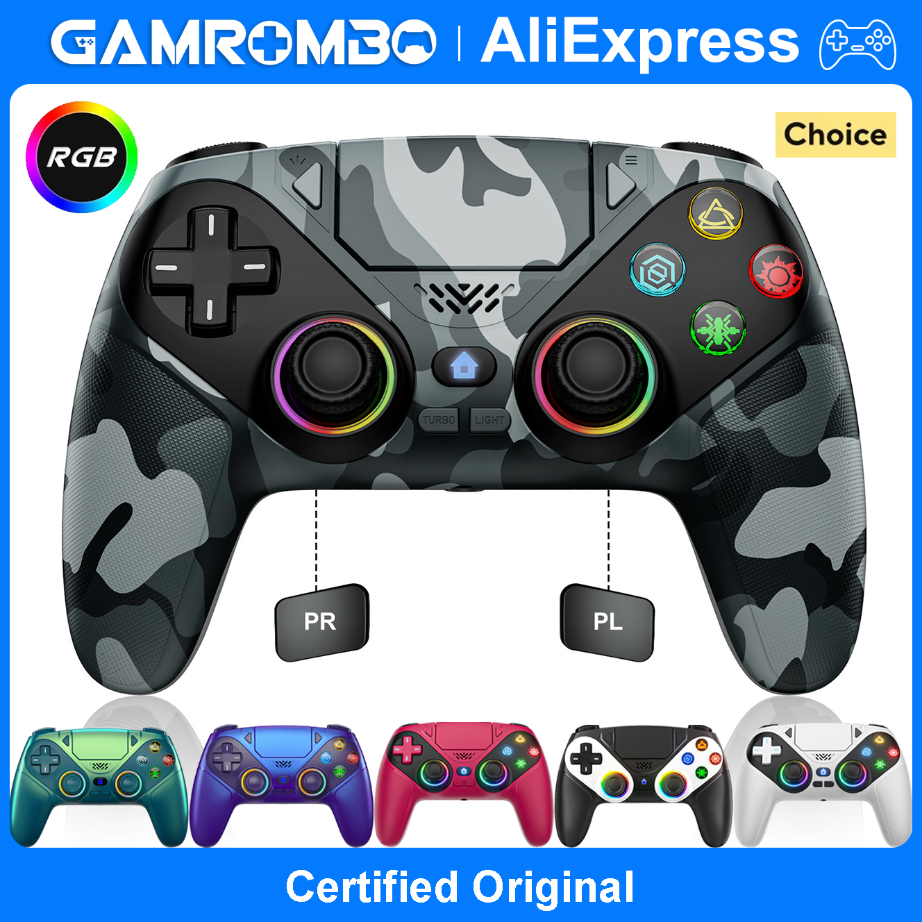 Bild von Gamrombo Wireless Controller – RGB & Dual Vibration für PS5, PC & mehr