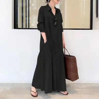 Image de Abaya Longue en Coton & Lin - Style Élégant & Confortable